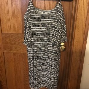 Black and white ruffle dress