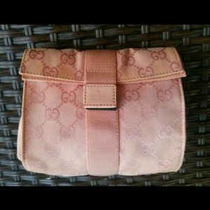Gucci GG Canvas Pink Pouch Clutch