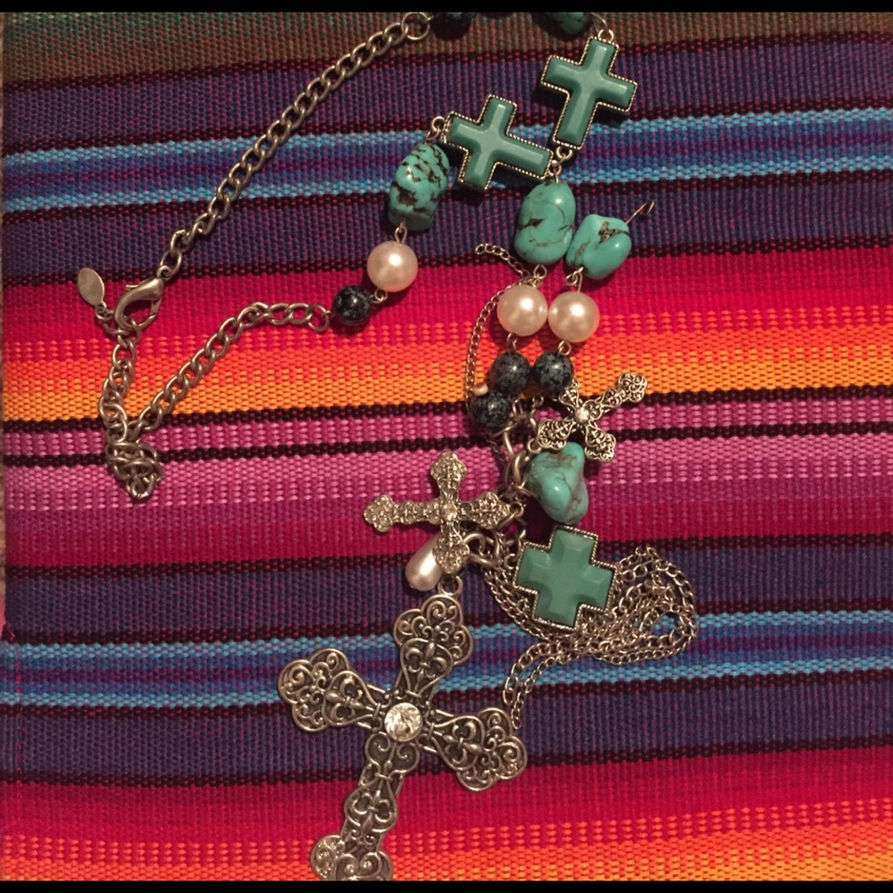 ❌SOLD❌Turquoise Cross Necklace