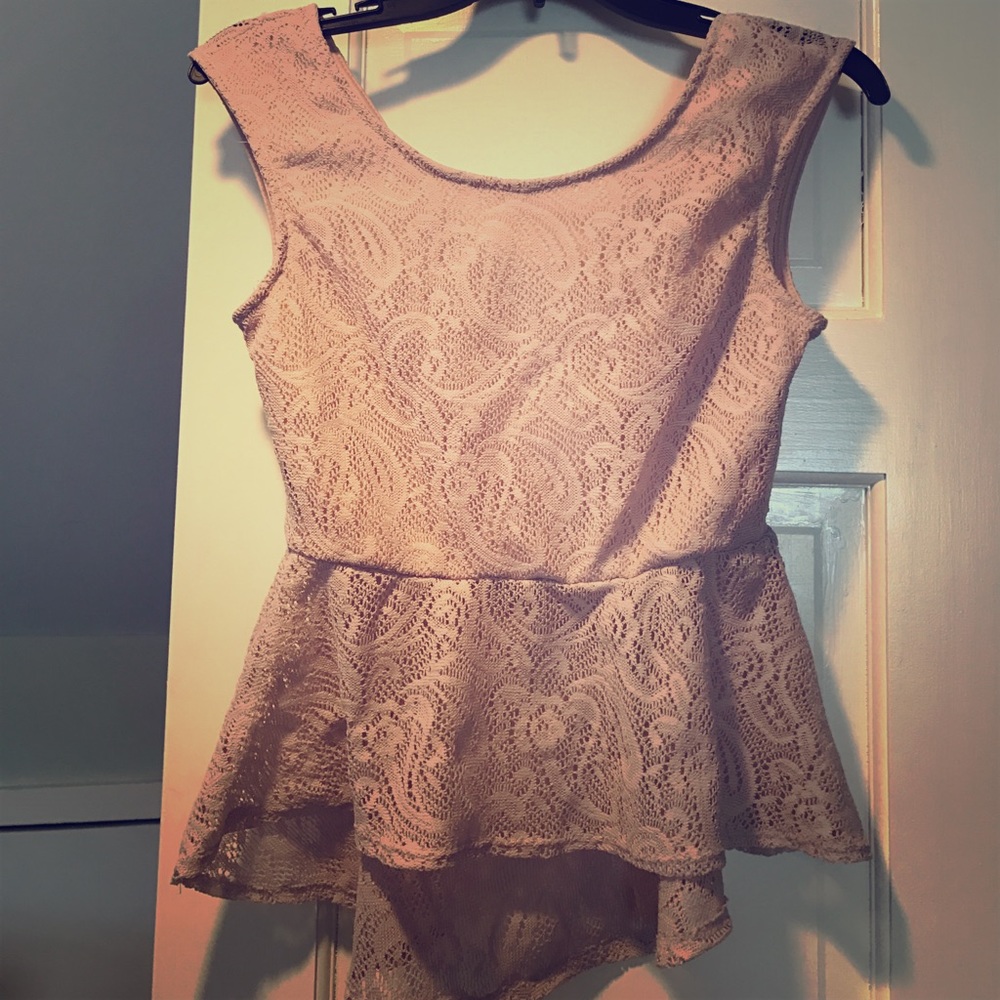 Blush high low peplum top