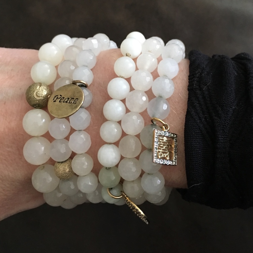 Yoga bead bracelets.