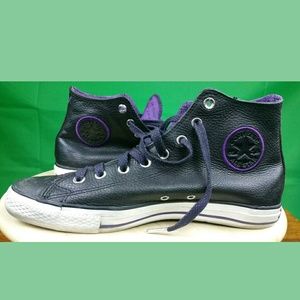 Purple and black Converse