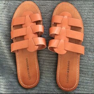 Lucky Brand Leather Flat Slides Sandals