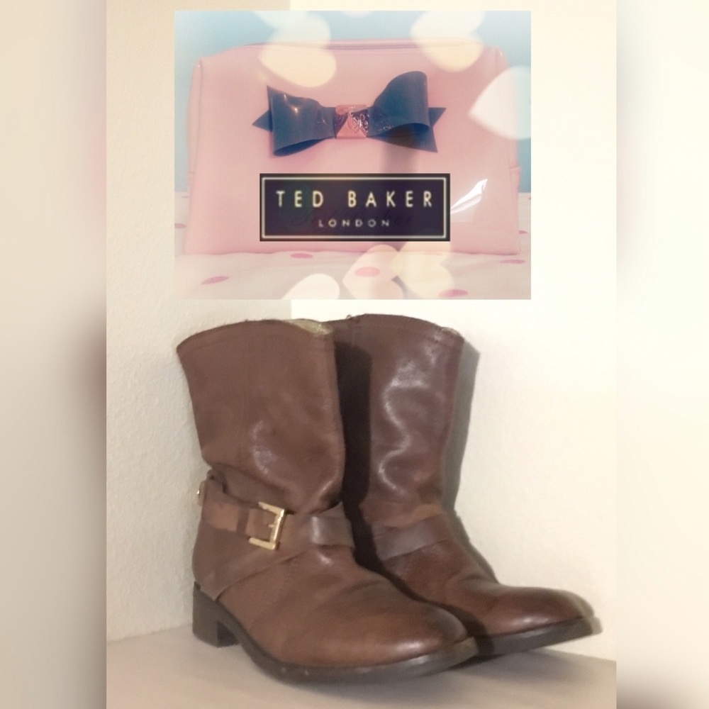 Ted Baker Melbba Brown Buckle Straps Ankle Boots