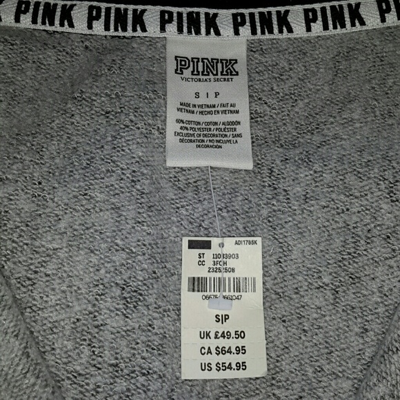SALE...Victoria's Secret PINK 1/2 zip-up Sweatshirt NWT - Picture 3 of 4