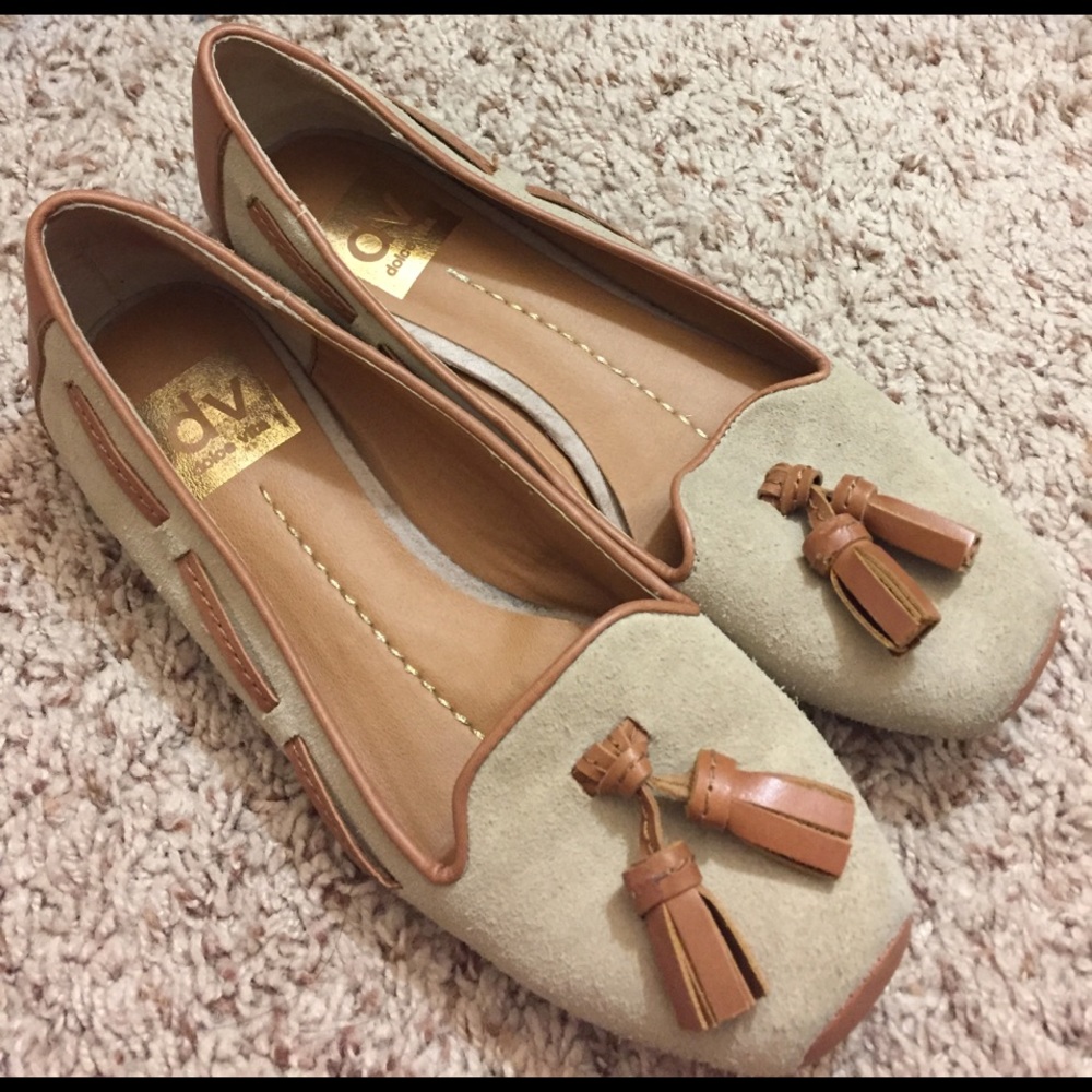 Dolce Vita Suede and Tan Flats with Tassels