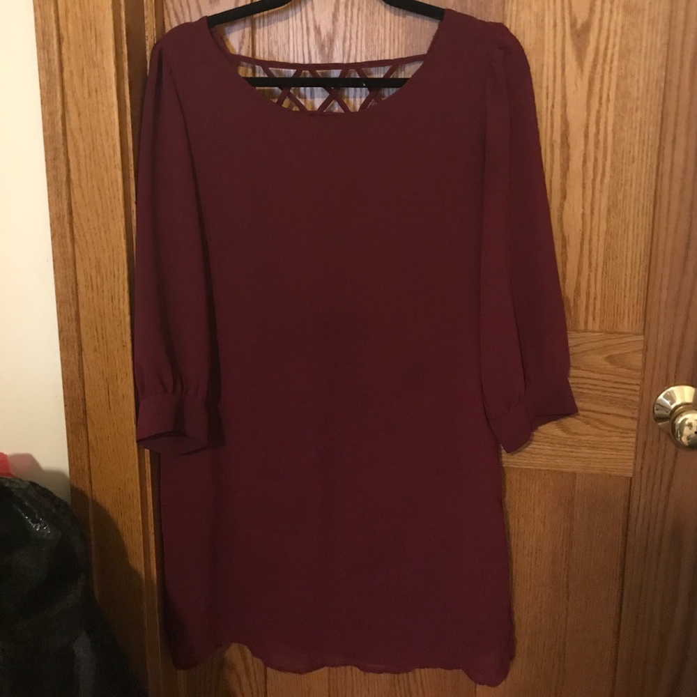 Burgundy chiffon shift dress!!