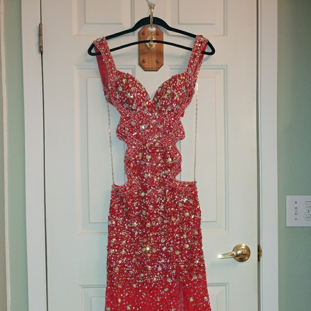 Jasz Pageant Prom RhinestoneSequin Long Red Dress