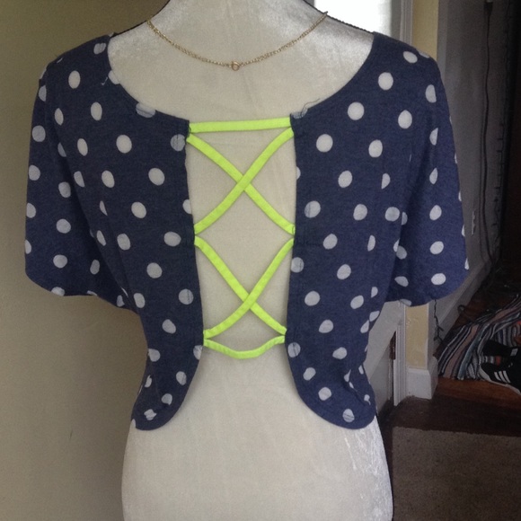 PRICEDROP! Strappy Neon Back crop top - Picture 2 of 4