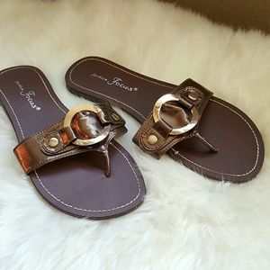 Fancy Flip-Flops - Bronze/Rose Gold/ Brown