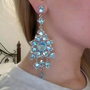 Blue pageant earrings