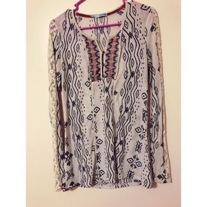 Long sleeve tribal top