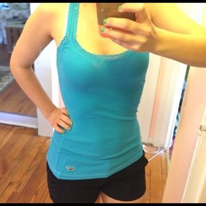 Bright blue hollister lace tank