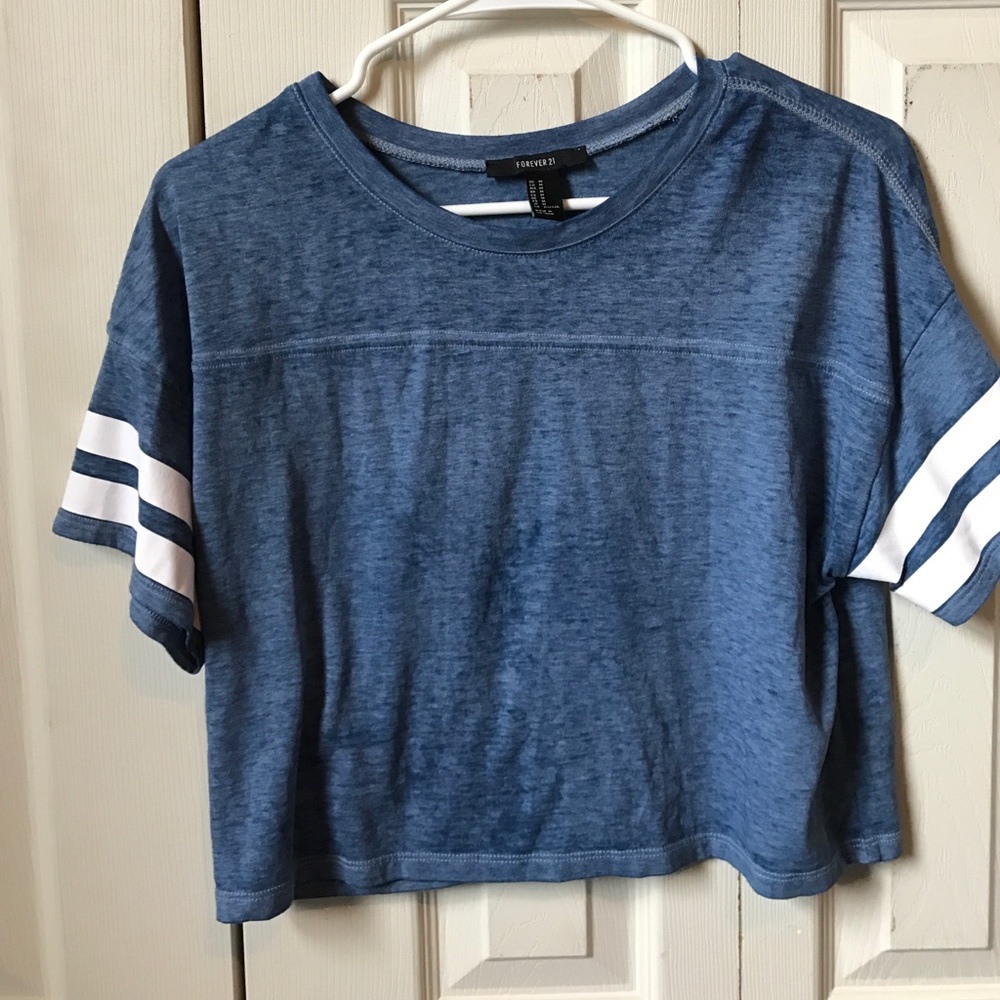 Blue and White Loose Croptop