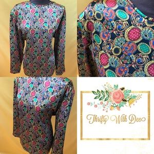 Vintage like multi colored silk like Blouse