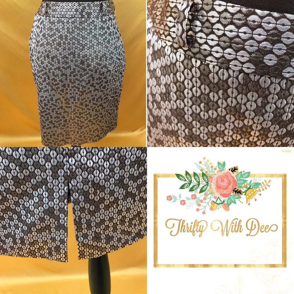 Gold Brown Creamish Gold Mini Pencil Skirt