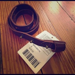 NWT brown skinny leather belt