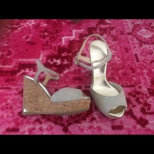 Grey suede Jimmy Choo wedges