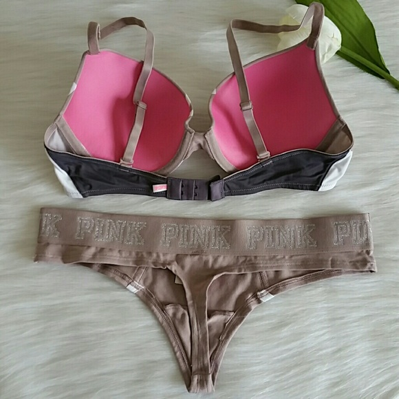 Nwt Pink Vs Push-up Bra 34B & Logo thong size M - Picture 4 of 4