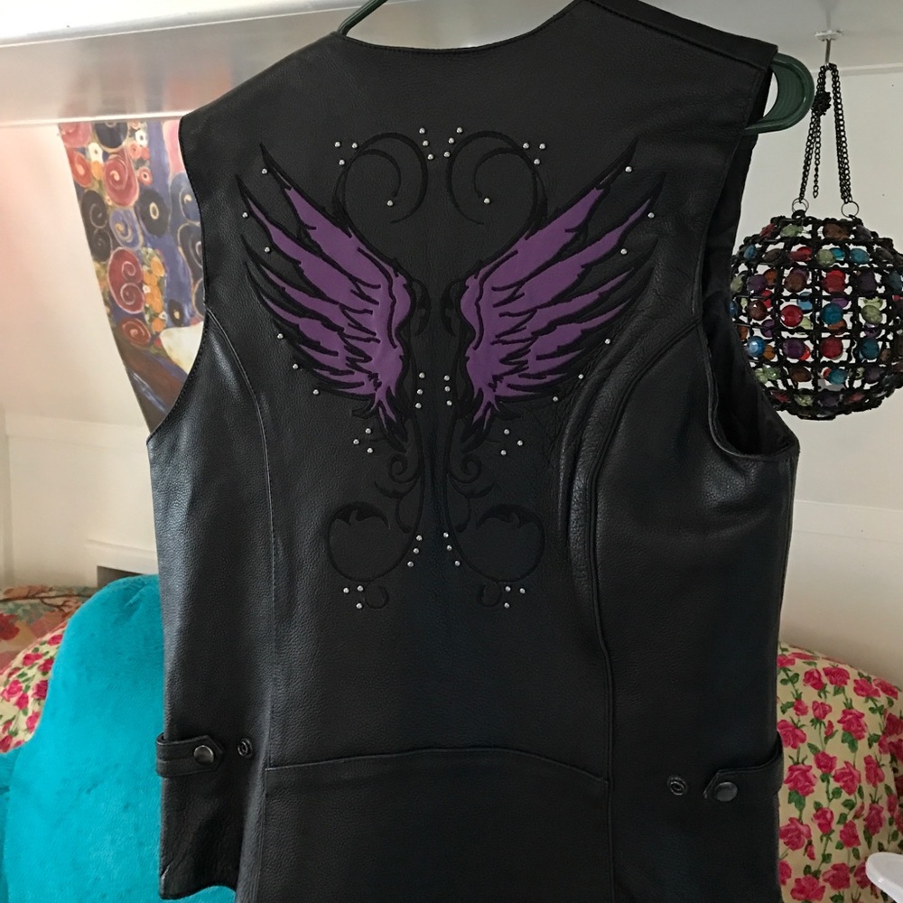 Leather motorcycle vest