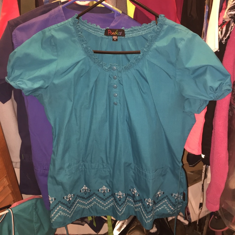 Peaches Scrub Top