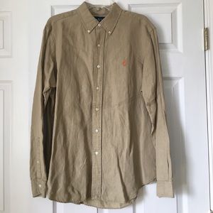 Ralph Lauren classic fit khaki button down shirt