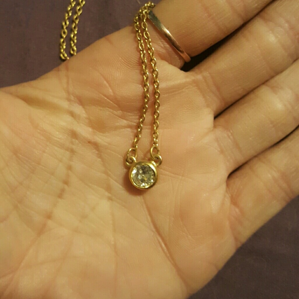 Gold Metal CZ Stone Necklace