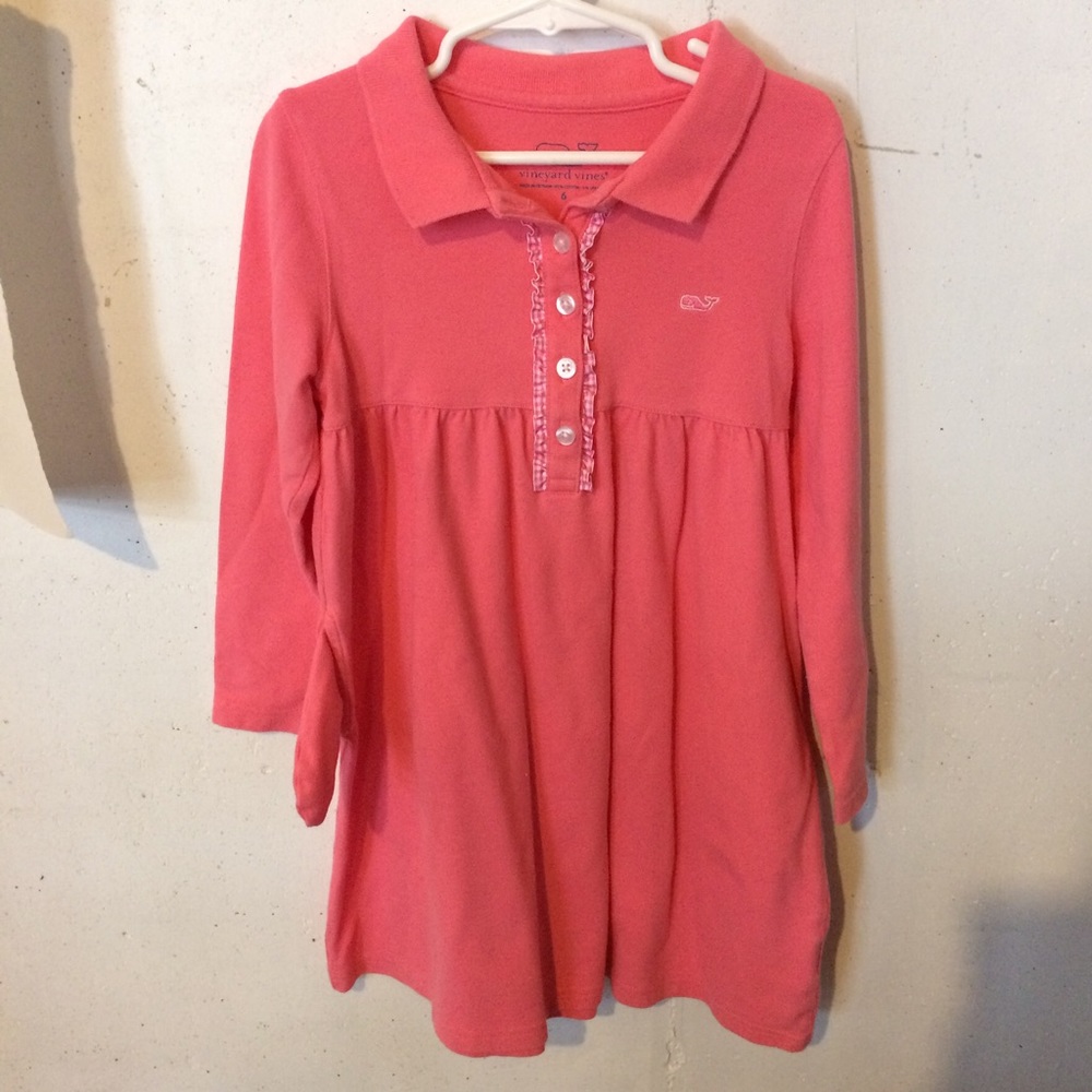 Girls Vineyard Vines coral colored dress