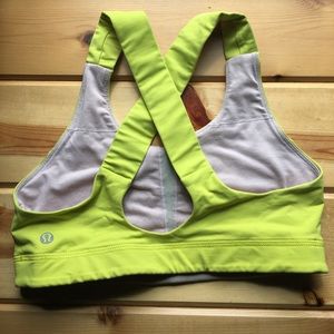 Neon yellow lululemon sports bra