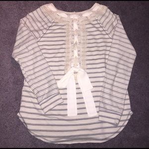 Striped top with lace up back