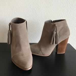 Taupe booties with tassels