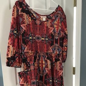 Multi colored Gypsy dress with tie & pockets