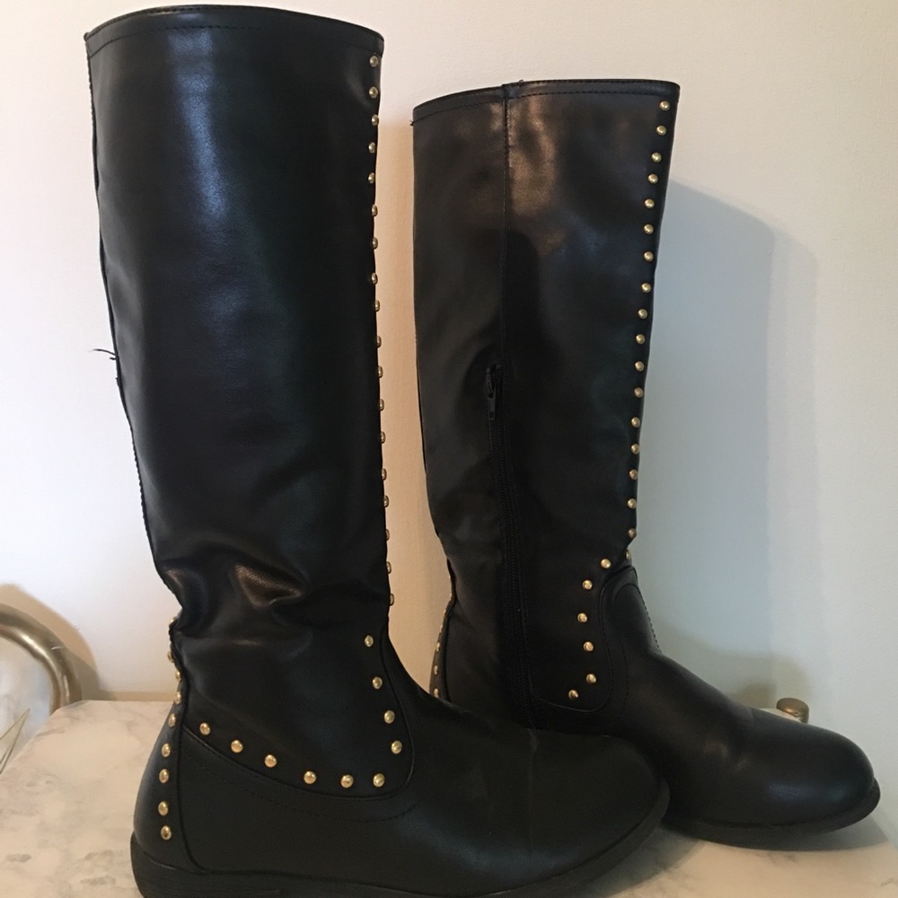 Gold Studded Black Riding Boots ⭐️ - Picture 2 of 2