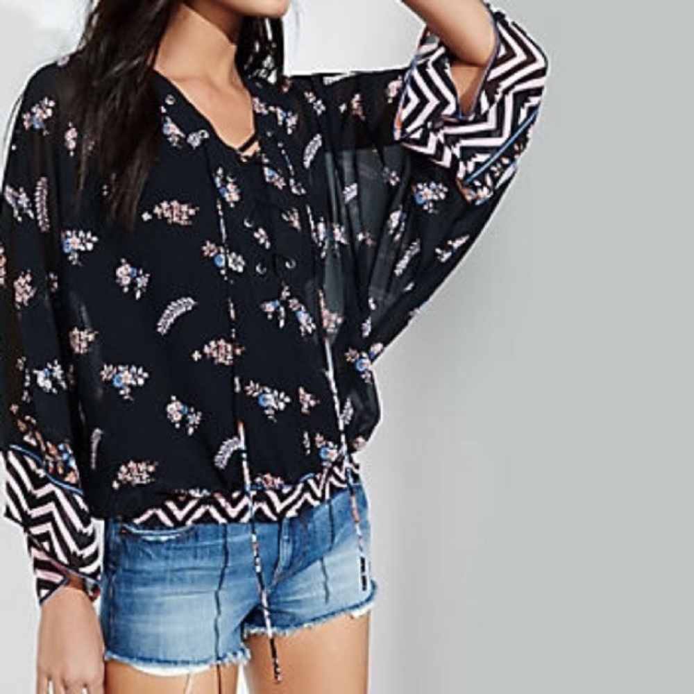 Express Chiffon lace-up top