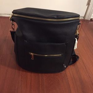 Fawn Design Black Faux Leather Bag