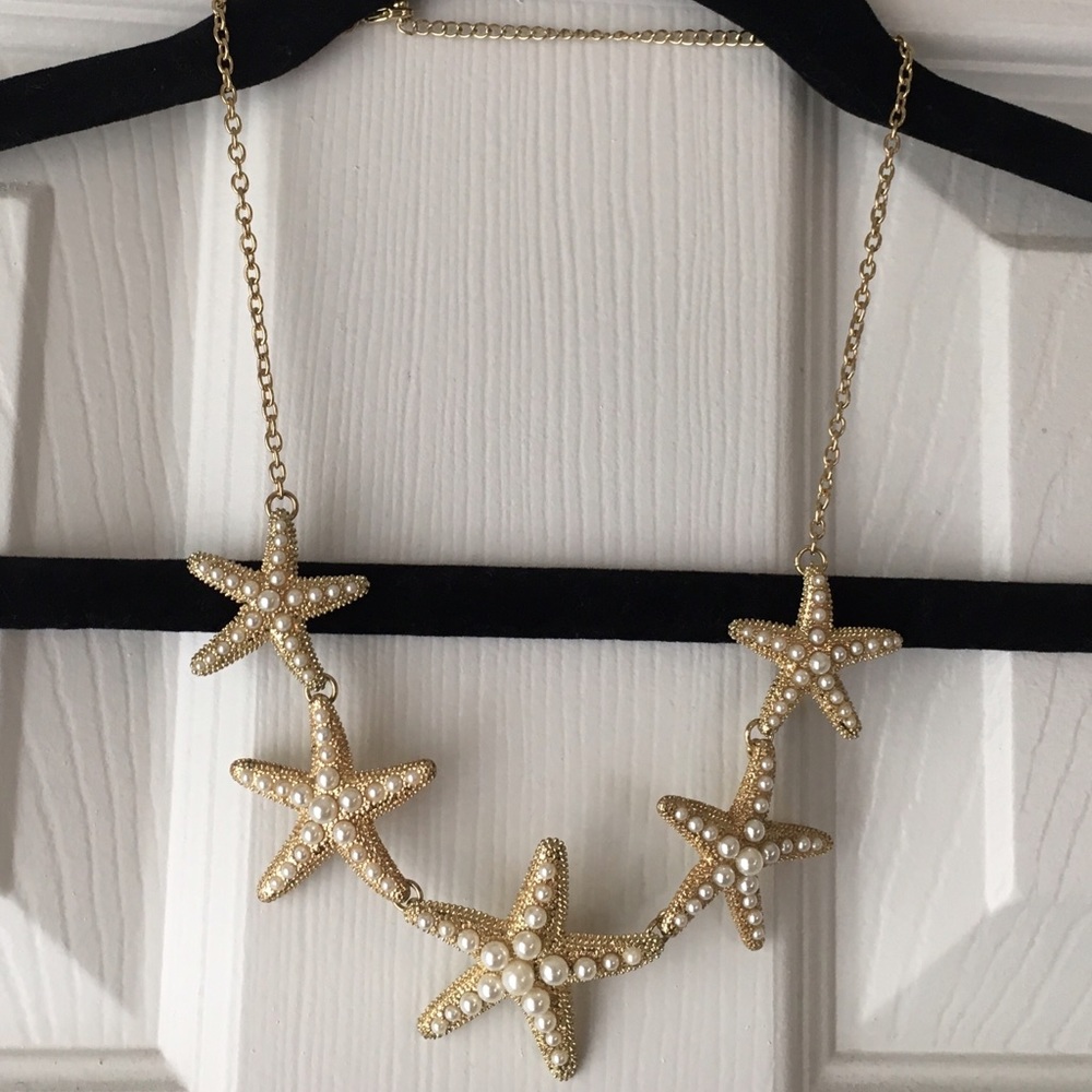 Gold starfish statement necklace