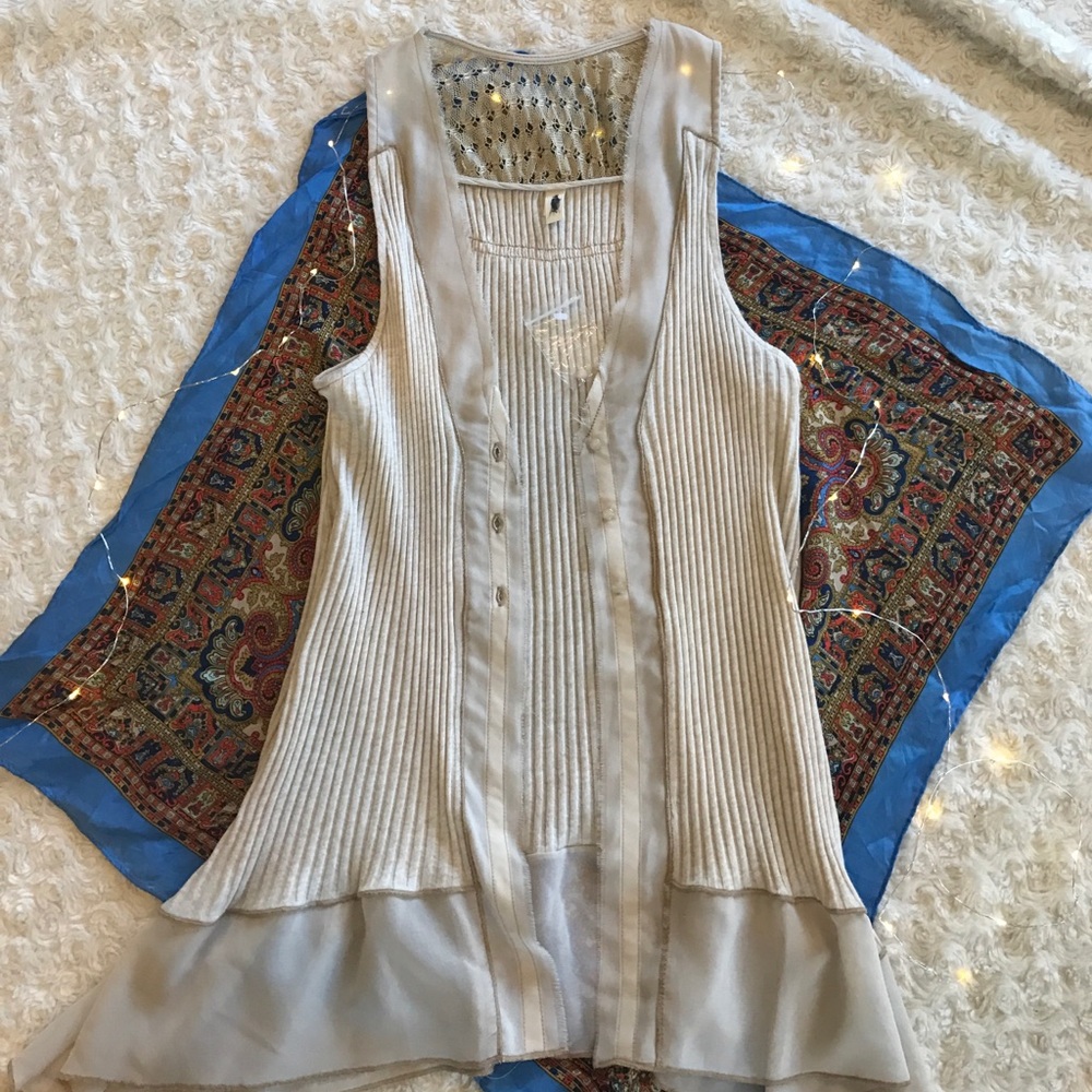 Anthropologie Flowy Cream Vest