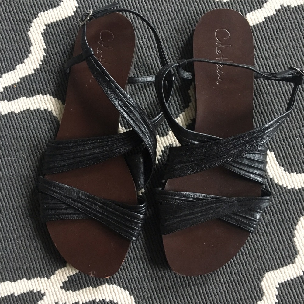 Black leather Cole Haan sandals
