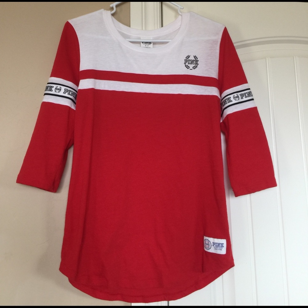 Pink red baseball tee