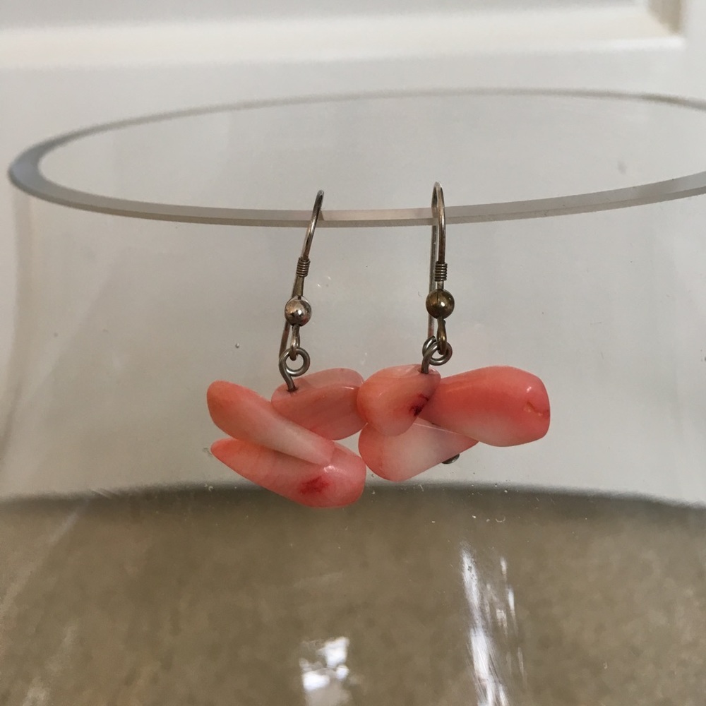 Pink coral stone earrings