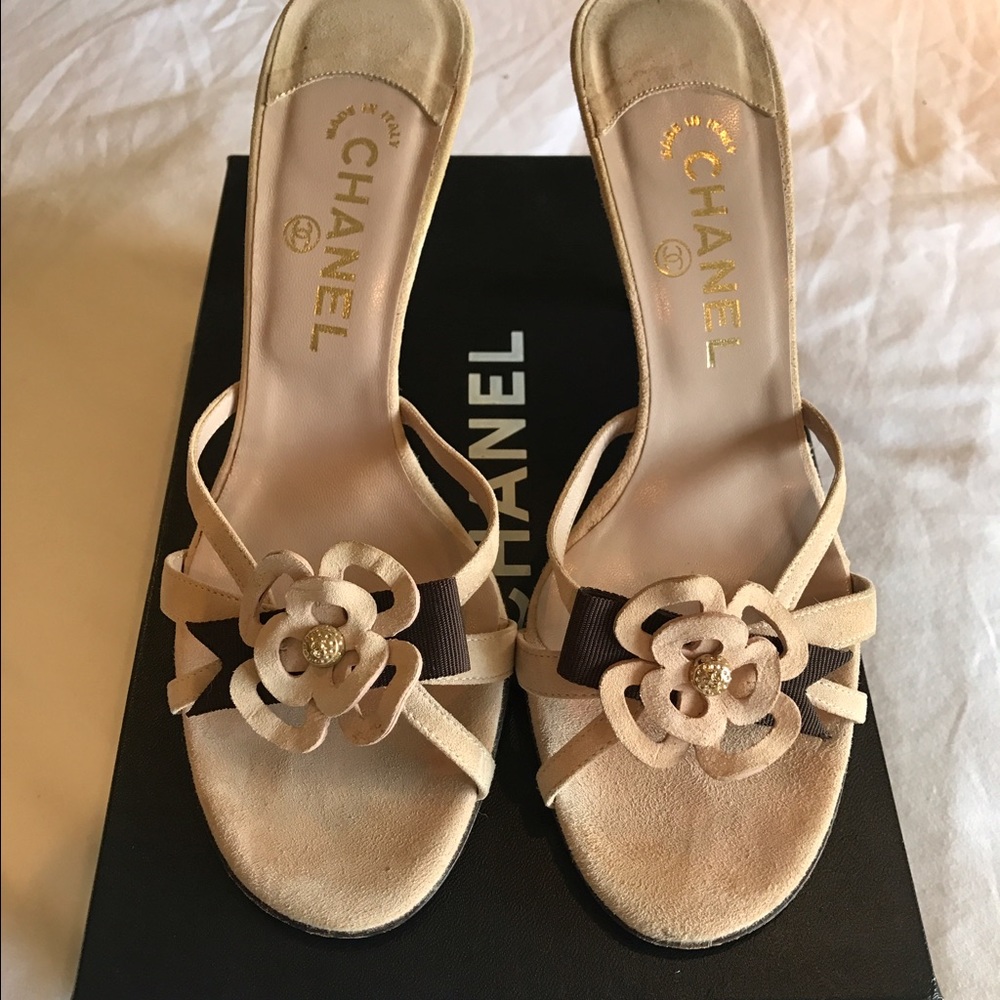 Chanel suede mules
