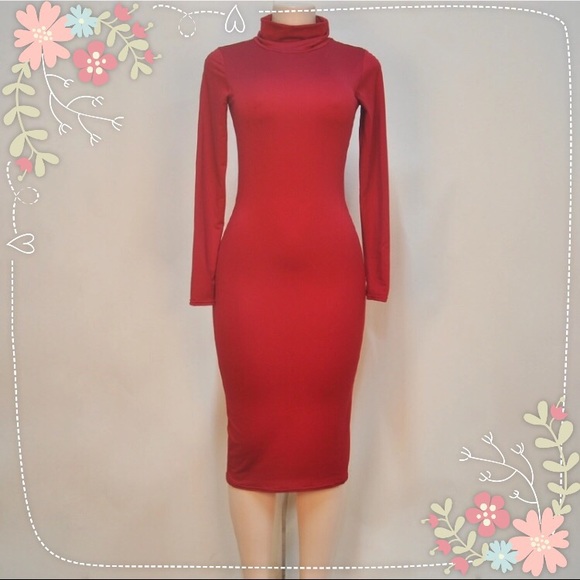 ✨High Neck Long Sleeve Midi Dress✨ - Picture 2 of 5