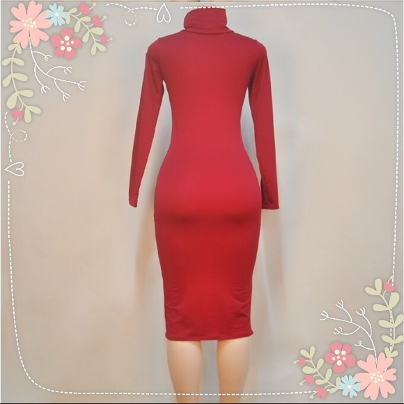 ✨High Neck Long Sleeve Midi Dress✨ - Picture 3 of 5