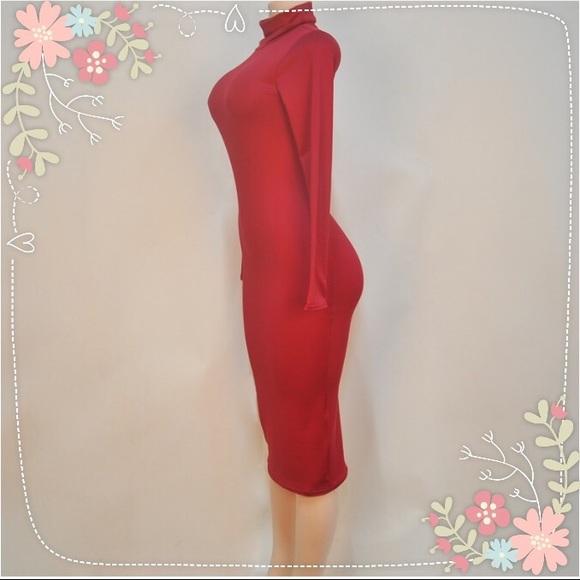 ✨High Neck Long Sleeve Midi Dress✨ - Picture 4 of 5