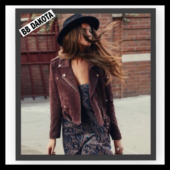 BB Dakota Jackets & Blazers - Brown Real Leather Suede Crop Jacket