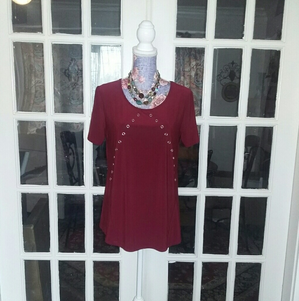FINAL SALE Cato Burgundy Hi Low Blouse