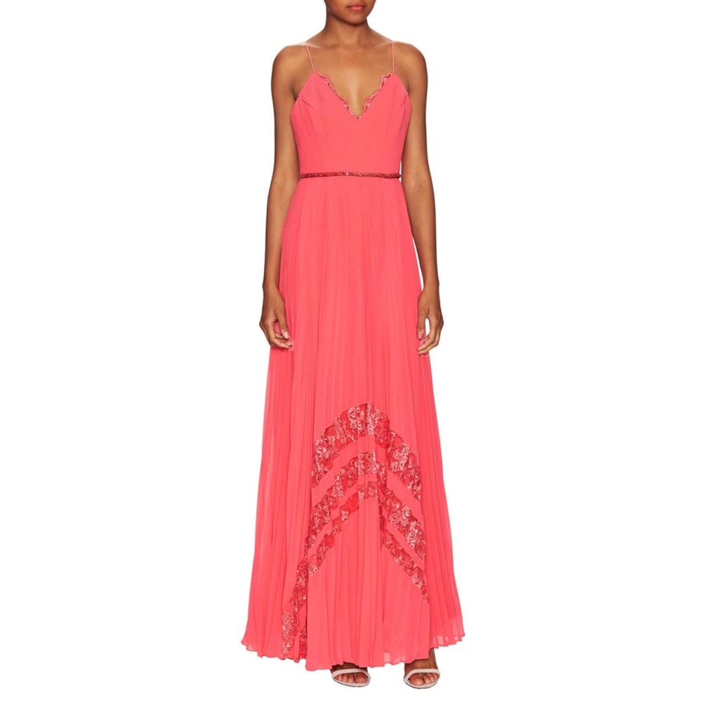 Badgley Mischka pleated maxi dress