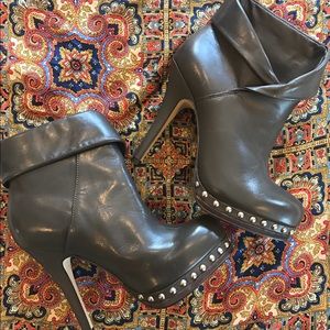 Aldo Gray Leather Studded Booties