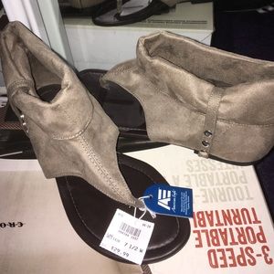 bootie sandals, flats