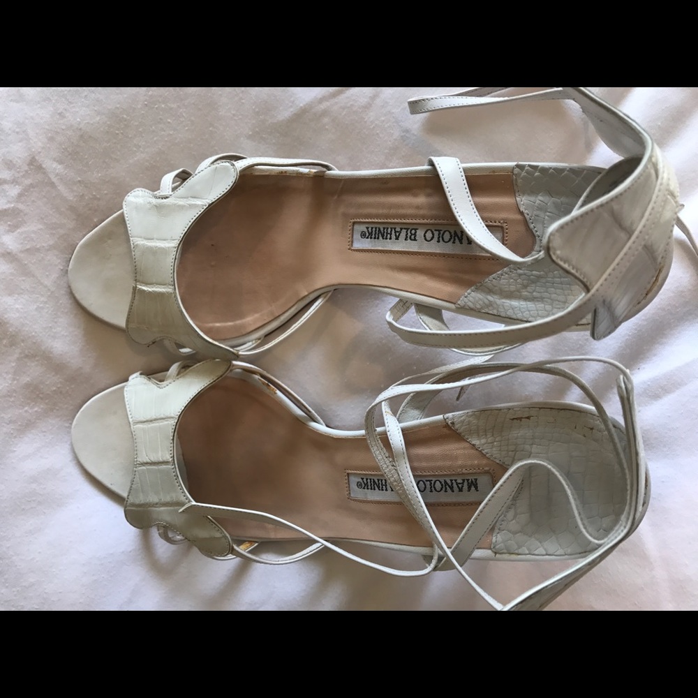 Manolo kitten heel wrap sandals